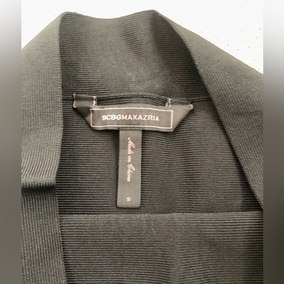 New BCBG Maxazria black blue colour block bodycon stretch knee skirt S small XS - Picture 2 of 5